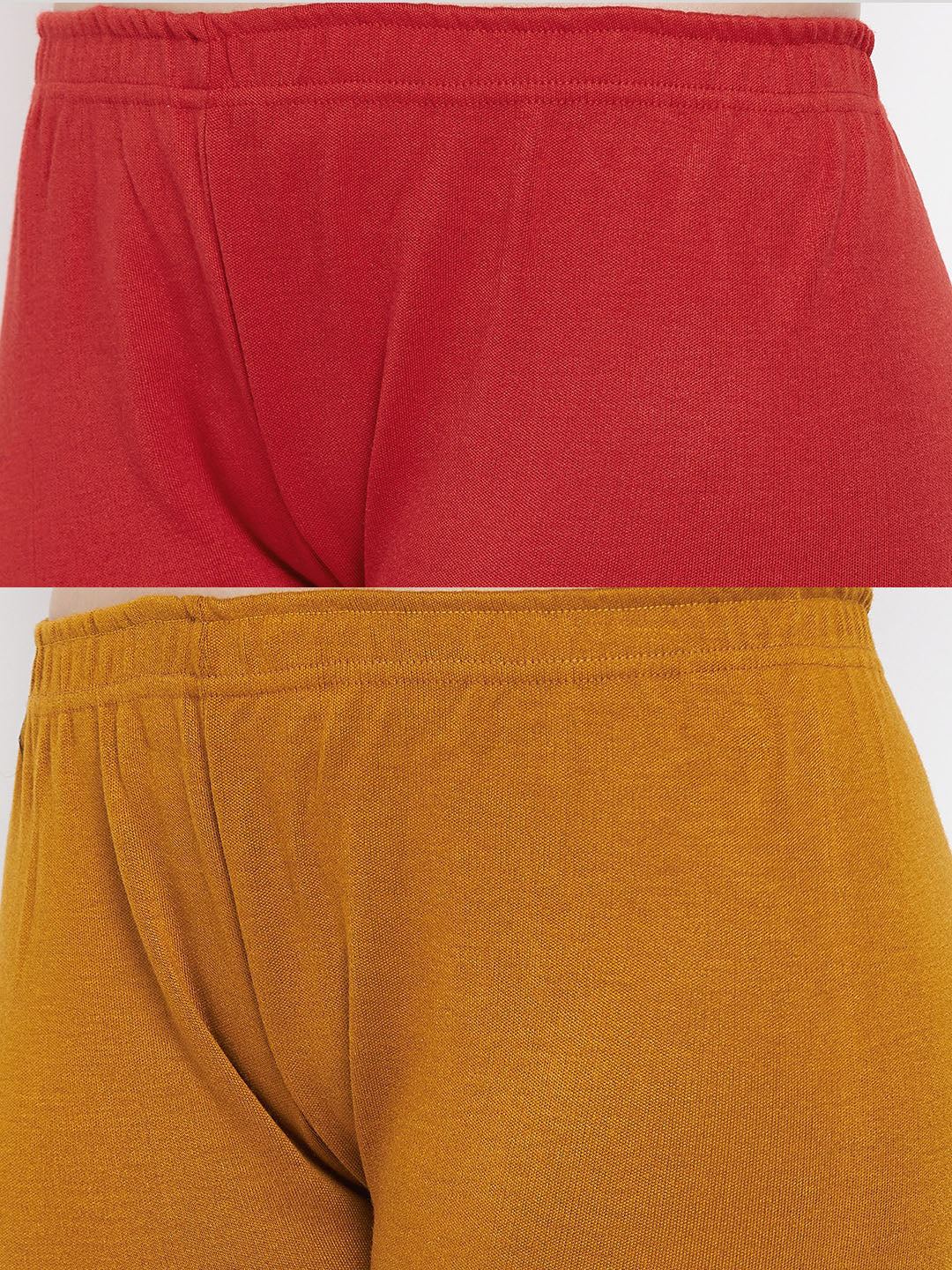 Clora Red & Mustard Solid Woolen Leggings (Pack Of 2)