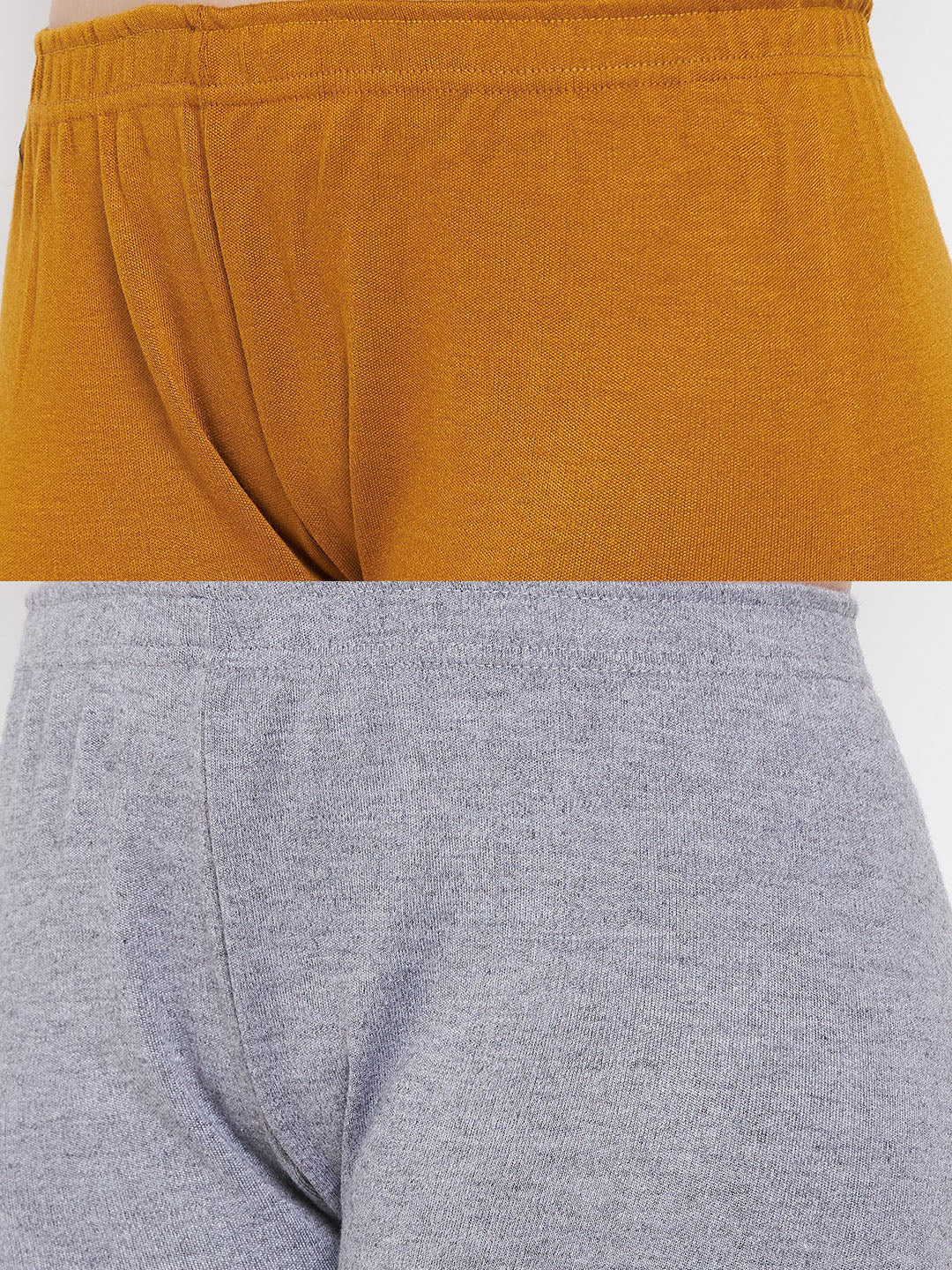 Mustard and grey solid woolen leggings pack of 2 from Clora.