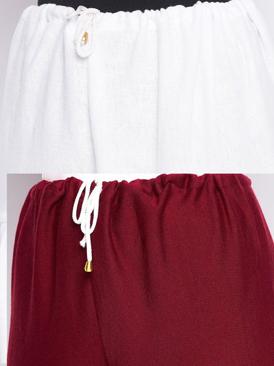 White and maroon solid woolen salwar pack of 2, lightweight and comfortable.