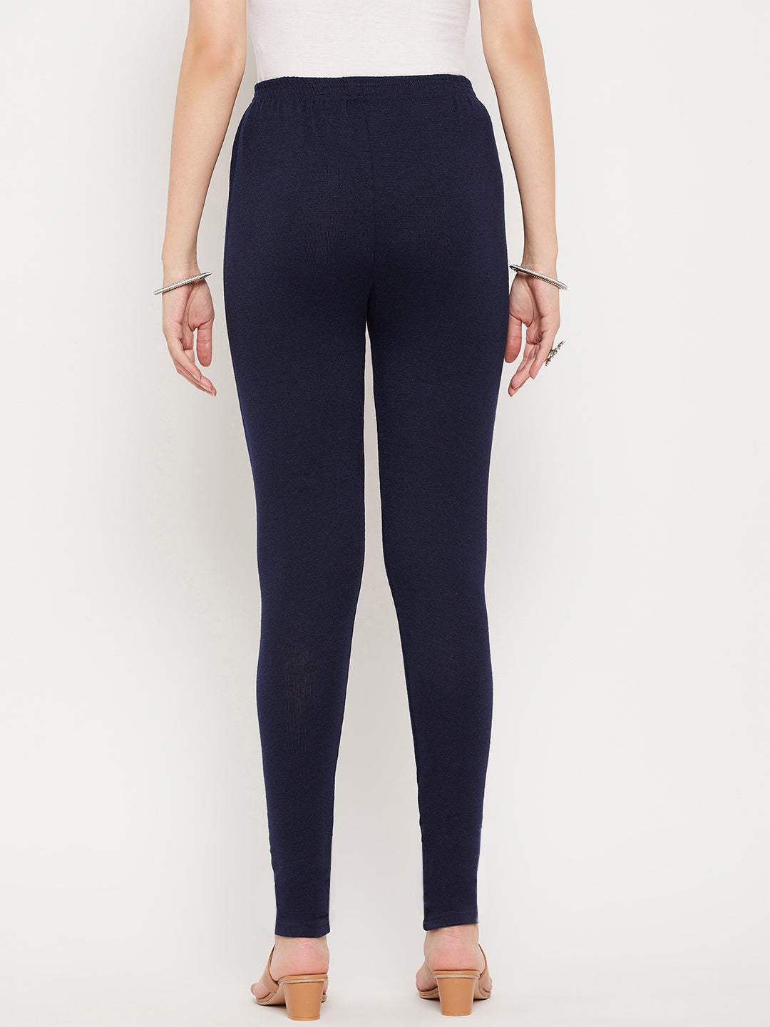 Clora Black & Navy Blue Solid Woolen Leggings (Pack Of 2)