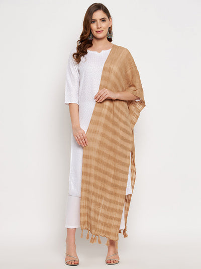 Clora Fawn Crinkled Solid Dupatta