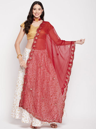 Clora Maroon Gotta Patti Chiffon Dupatta