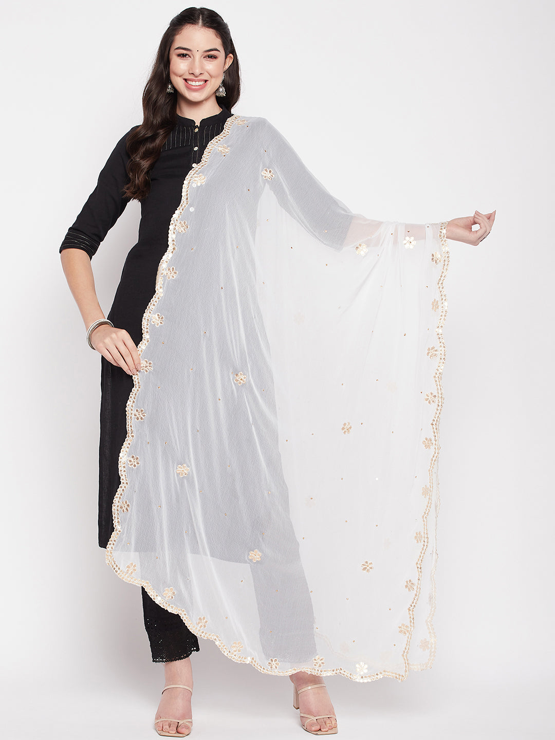 Clora White Gotta Patti Chiffon Dupatta