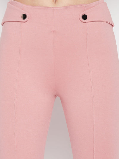 Clora Pink Solid Relaxed Fit Jeggings