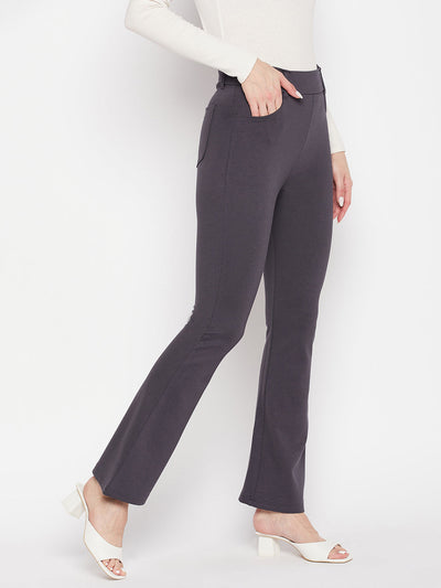 Clora Grey Solid Bootcut Jeggings