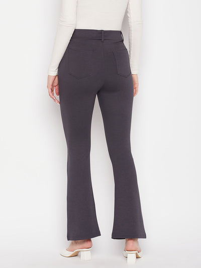 Clora Grey Solid Bootcut Jeggings