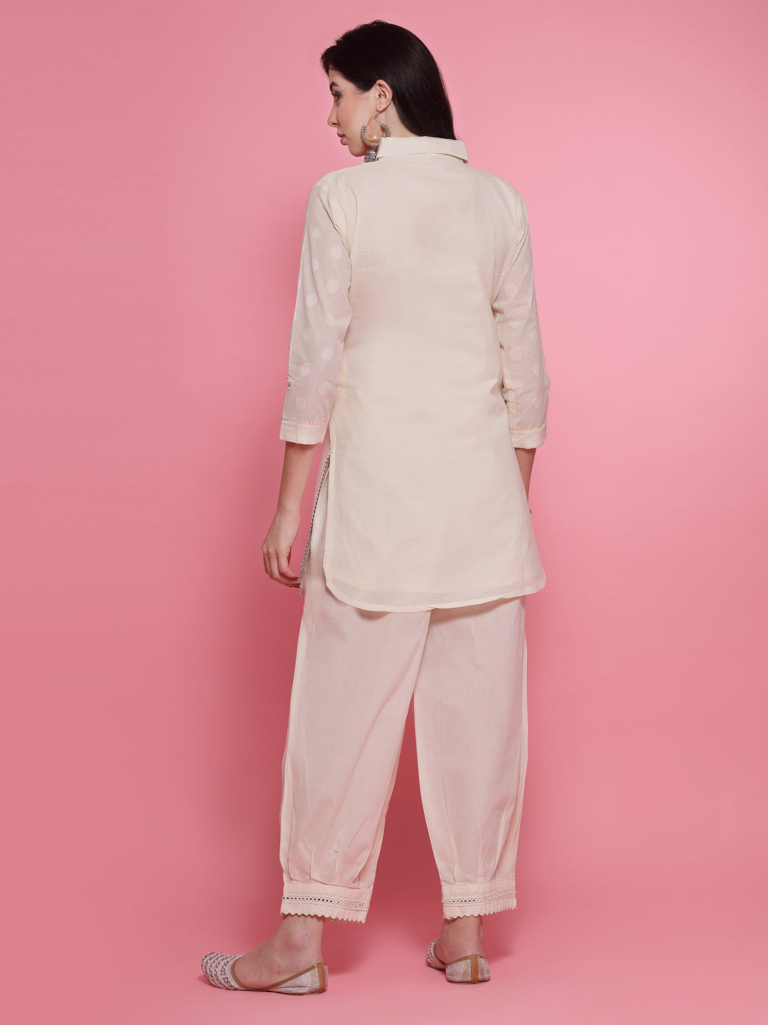 Off-White Elephant Embroidered Kurta with Afghani Salwar Co-ord