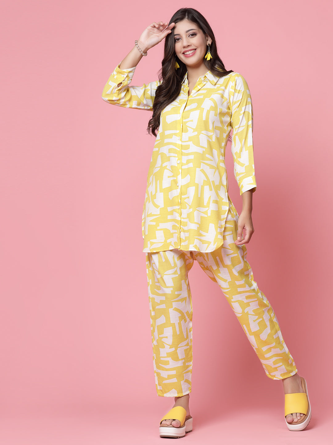 Women Printed Shirt with Palazzo Co-ords Set