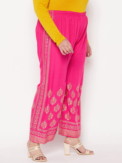 Magenta Printed Rayon Palazzo