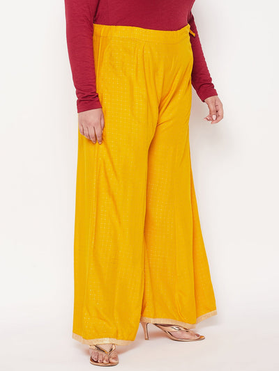 Mustard Checked Wide Leg Palazzo