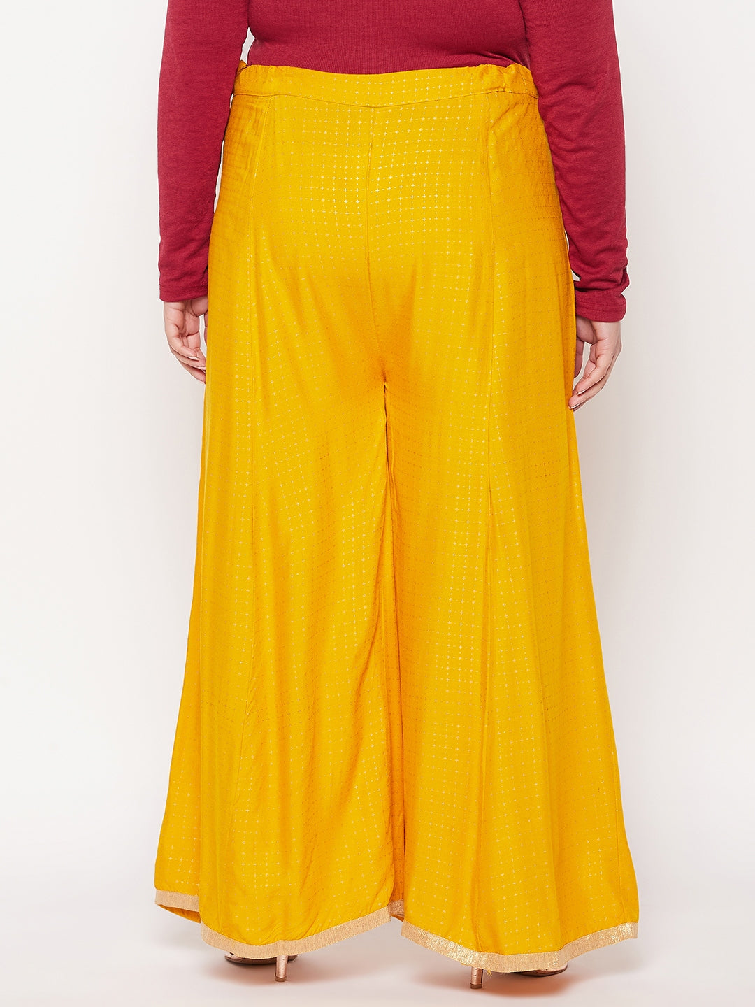 Mustard Checked Wide Leg Palazzo