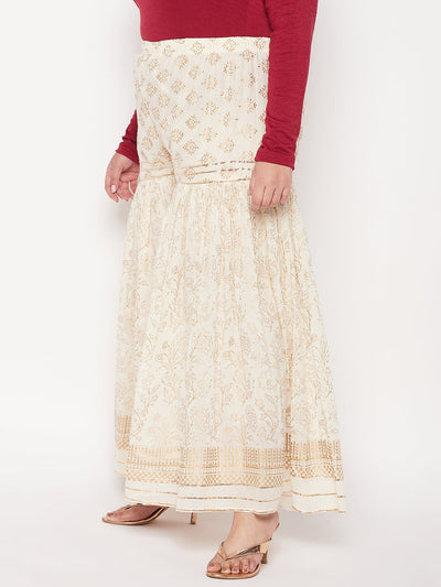 Off-White Printed Cotton Flared Gharara