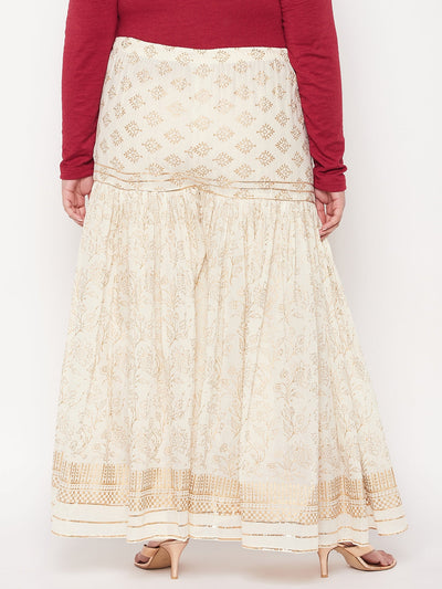 Off-White Printed Cotton Flared Gharara