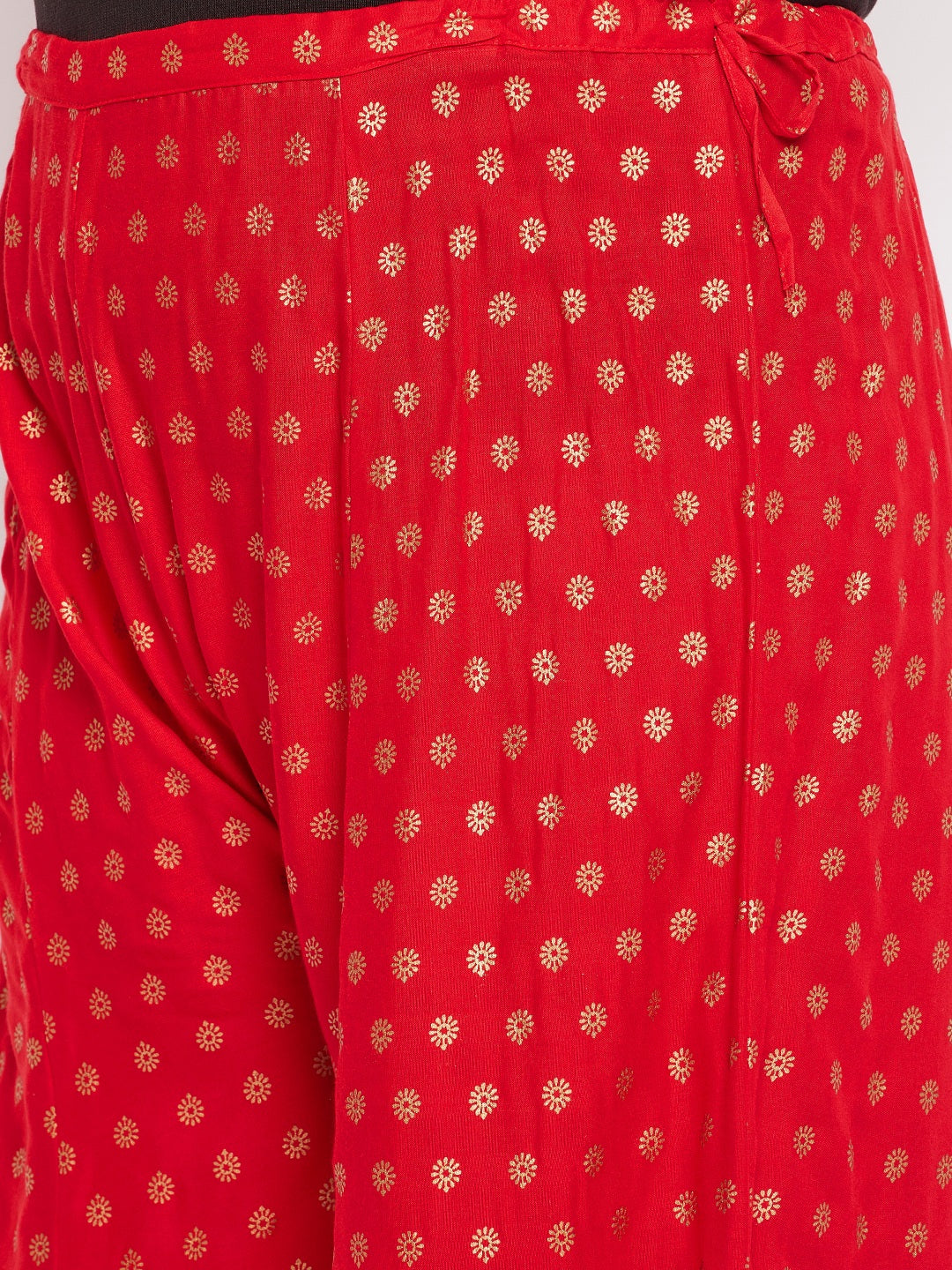 Red Printed Rayon Flared Sharara