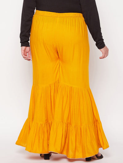 Mustard Solid Rayon Flared Gharara