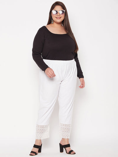 White Solid Lace Palazzo