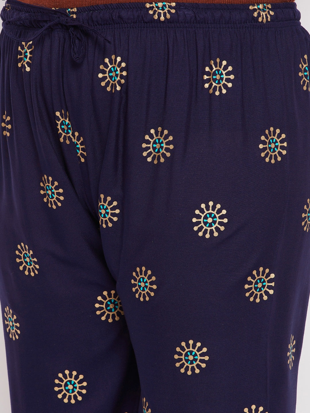 Navy Blue Printed Rayon Palazzo