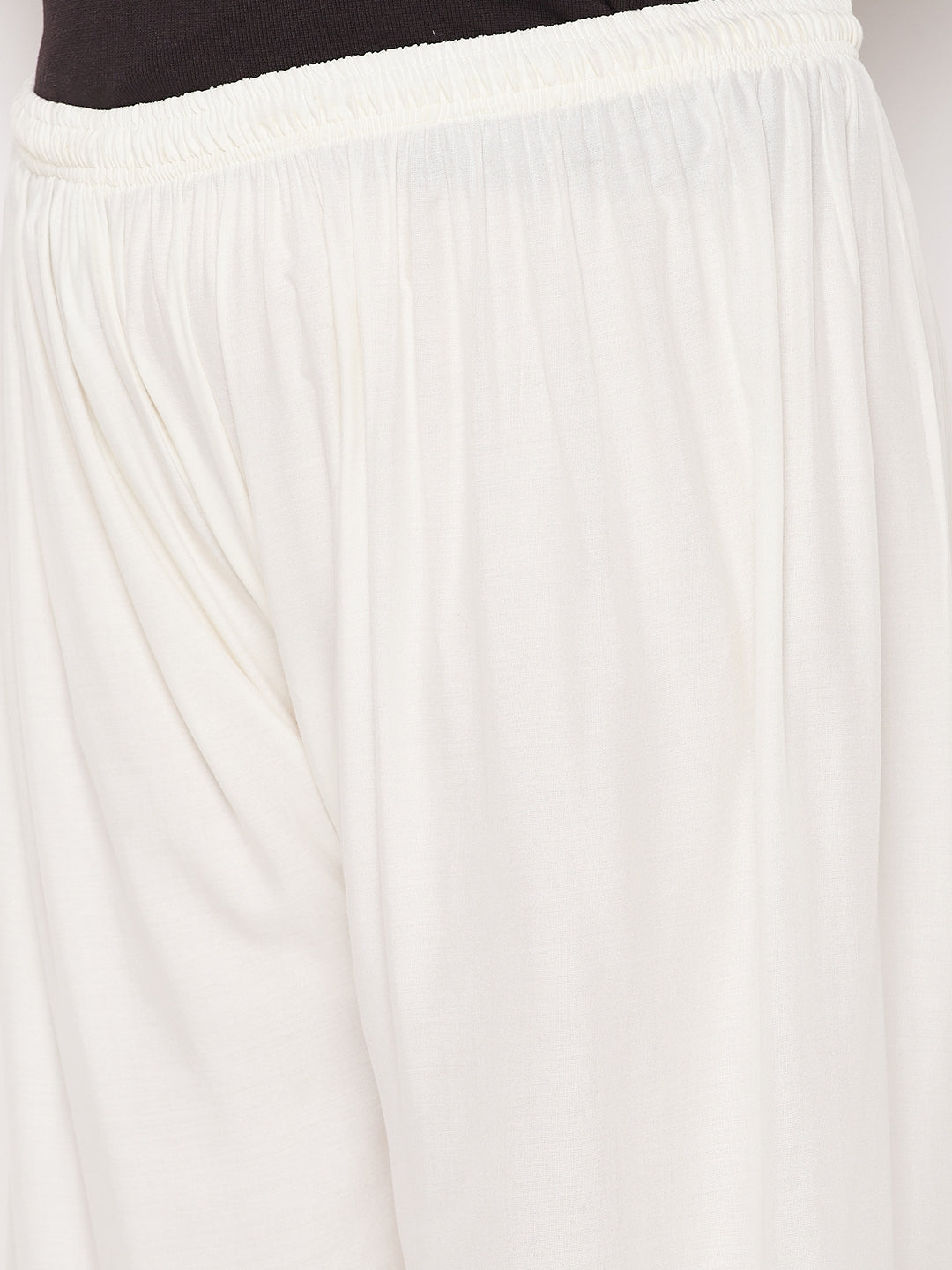 Cream Printed Wide Leg Rayon Palazzo