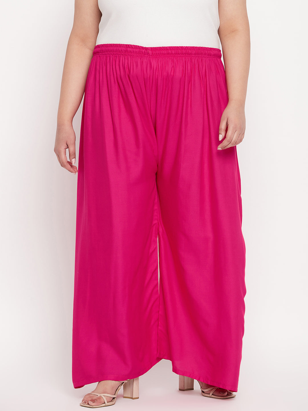 Magenta Solid Rayon Palazzo