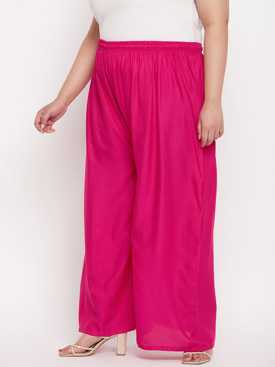 Magenta Solid Rayon Palazzo