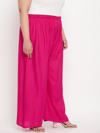 Magenta Solid Rayon Palazzo