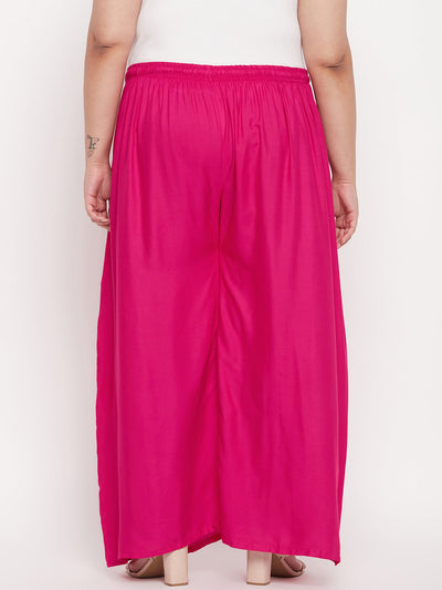 Magenta Solid Rayon Palazzo