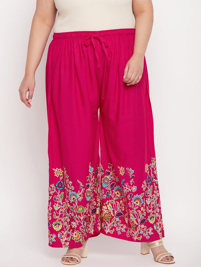 Magenta Printed Rayon Palazzo