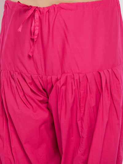 Magenta Solid Semi Patiala Cotton Salwar