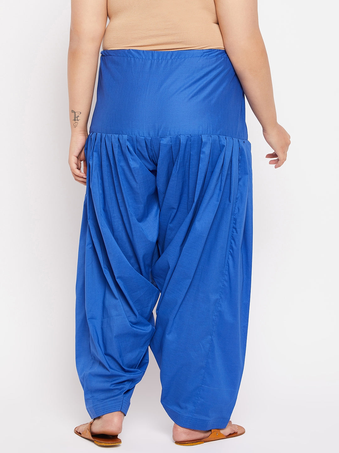 Royal Blue Solid Full Patiala Cotton Salwar with drawstring waistband.