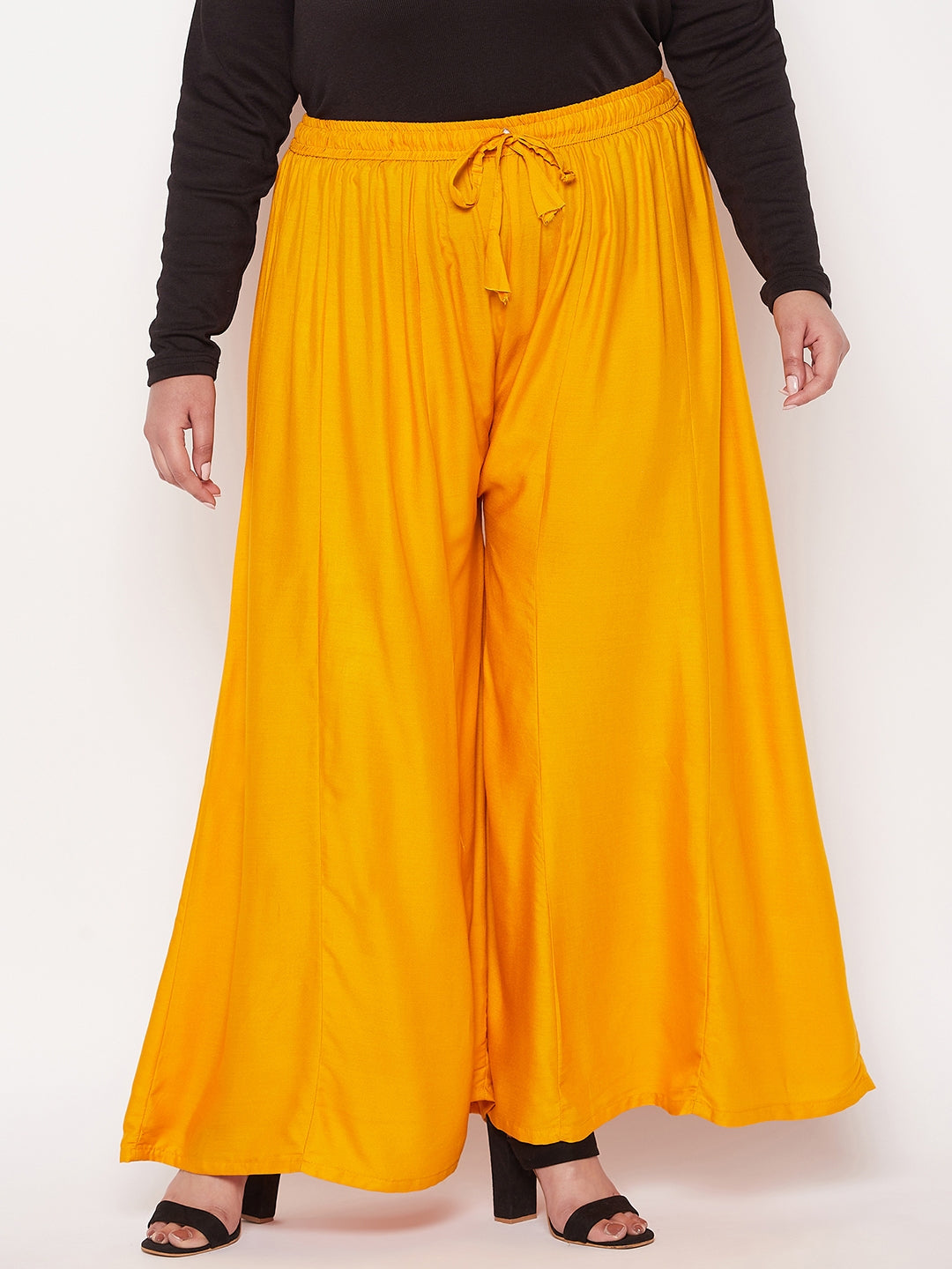 Mustard Solid Rayon Flared Sharara