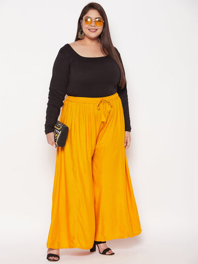 Mustard Solid Rayon Flared Sharara