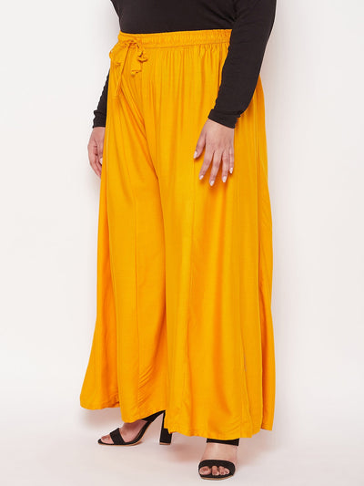 Mustard Solid Rayon Flared Sharara