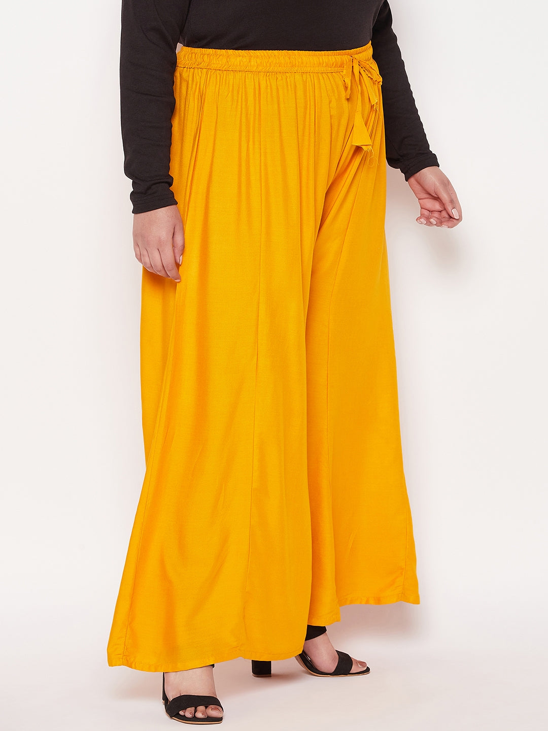 Mustard Solid Rayon Flared Sharara