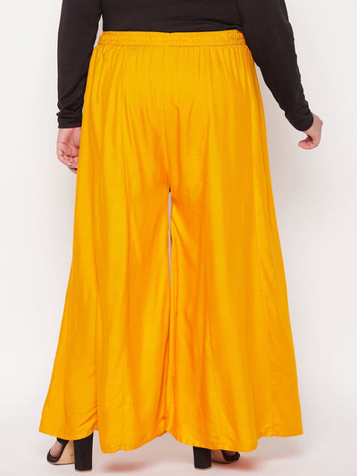 Mustard Solid Rayon Flared Sharara