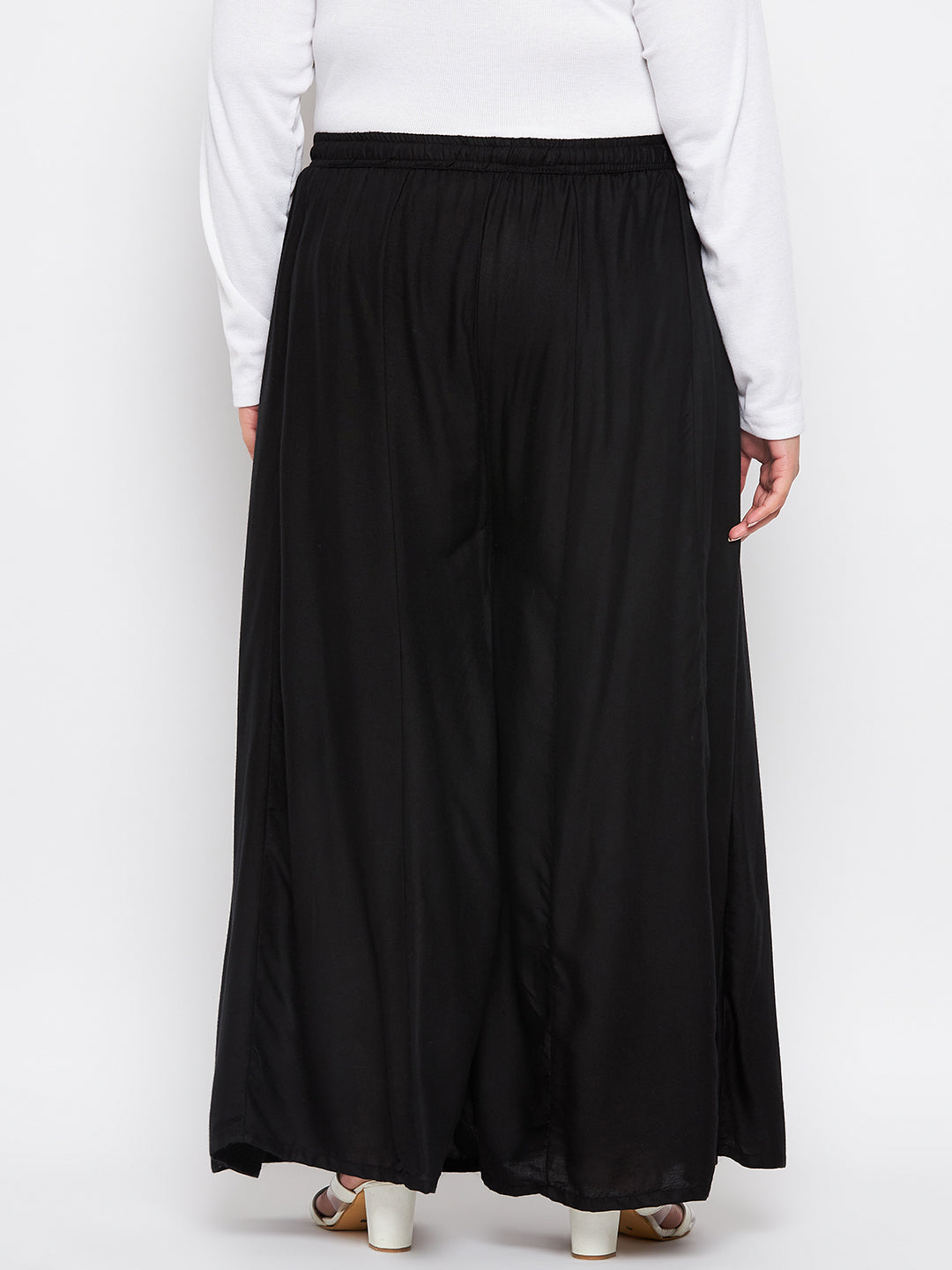 Black Solid Rayon Flared Sharara