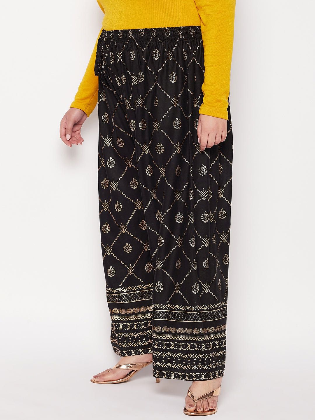 Black Printed Rayon Palazzo