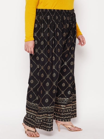 Black Printed Rayon Palazzo