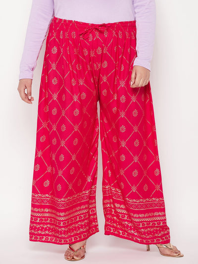 Magenta Printed Rayon Palazzo