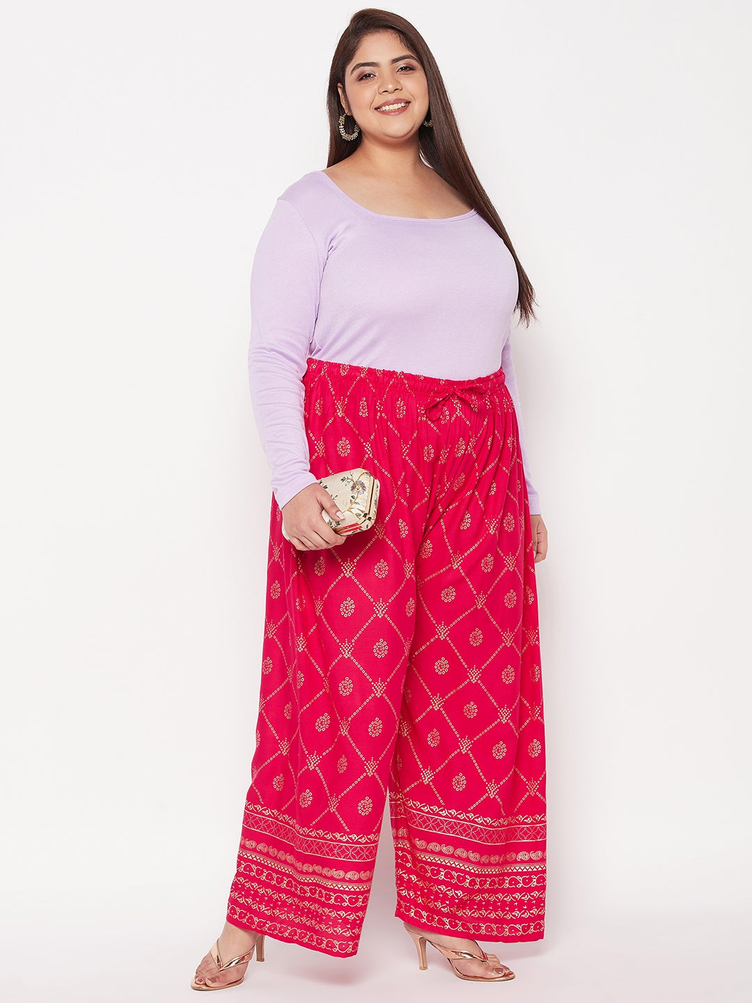 Magenta Printed Rayon Palazzo