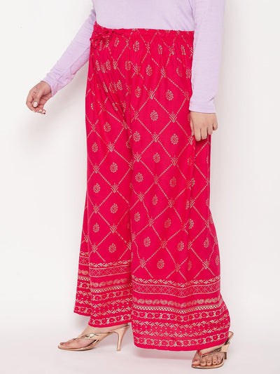 Magenta Printed Rayon Palazzo