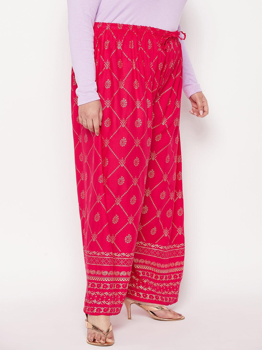 Magenta Printed Rayon Palazzo