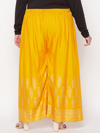 Mustard Printed Rayon Palazzo