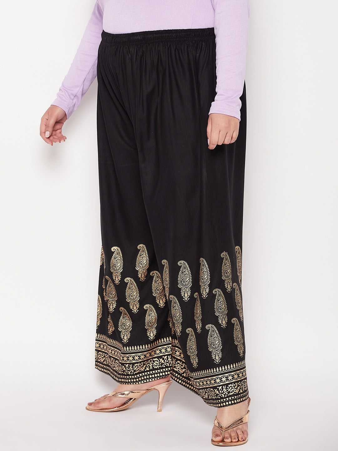 Black Printed Rayon Palazzo