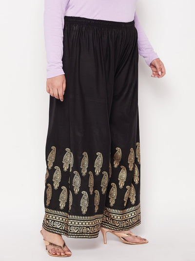 Black Printed Rayon Palazzo