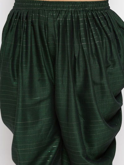 Bottle Green Striped Rayon Dhoti Salwar