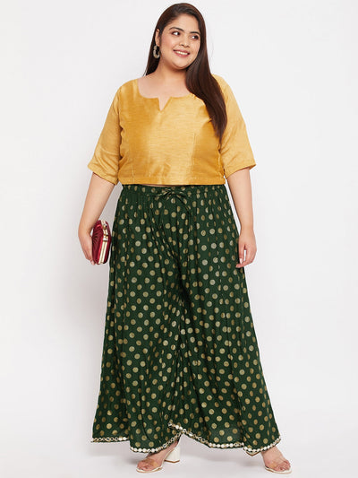 Bottle Green Polka Dot Rayon Sharara