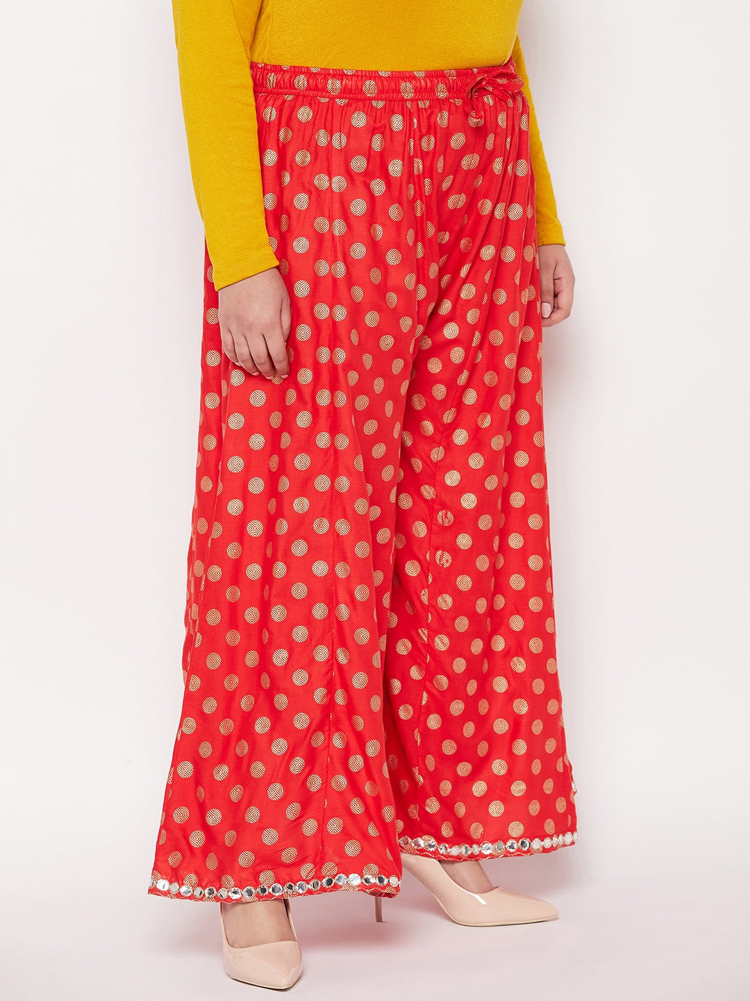 Red Polka Dot Rayon Sharara