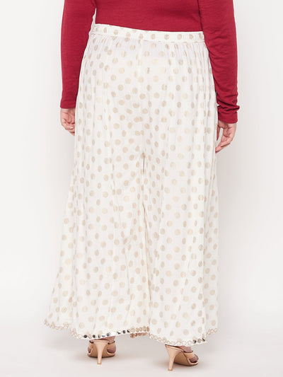 Cream Polka Dot Rayon Sharara