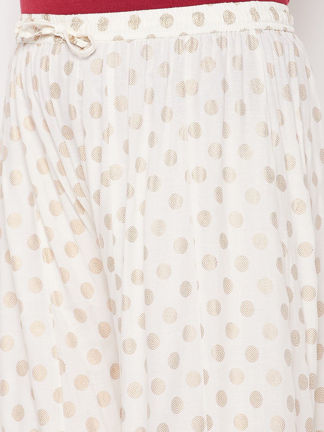 Cream Polka Dot Rayon Sharara