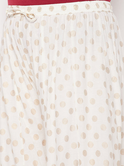 Cream Polka Dot Rayon Sharara